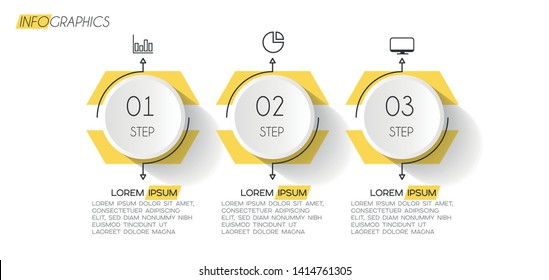 Infographic element with icons and 3 options or steps. Can be used for process, presentation, diagram, workflow layout, info graph, web design. Vector illustration.