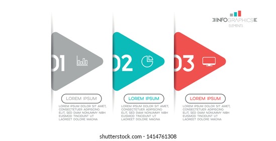 Infographic element with icons and 3 options or steps. Can be used for process, presentation, diagram, workflow layout, info graph, web design. Vector illustration.