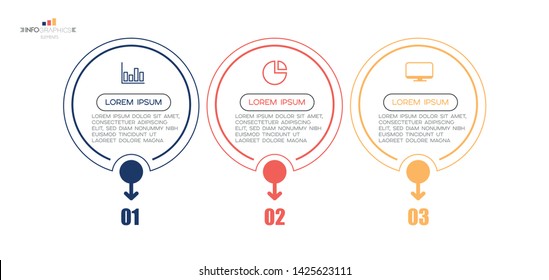 Infographic element with icons and 3 options or steps. Can be used for process, presentation, diagram, workflow layout, info graph, web design. Vector illustration.