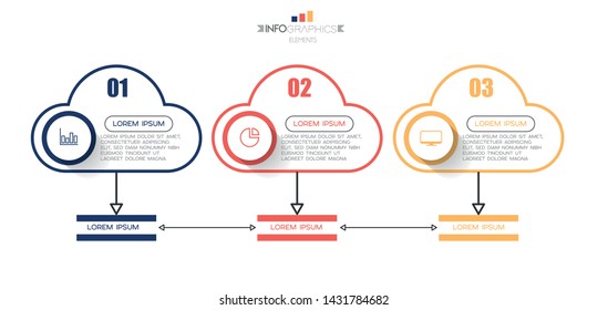 Infographic element with icons and 3 options or steps. Can be used for process, presentation, diagram, workflow layout, info graph, web design. Vector illustration.