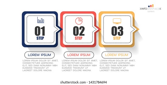 Infographic element with icons and 3 options or steps. Can be used for process, presentation, diagram, workflow layout, info graph, web design. Vector illustration.