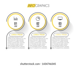 Infographic element with icons and 3 options or steps. Can be used for process, presentation, diagram, workflow layout, info graph, web design. Vector illustration.