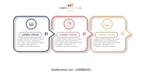 Infographic element with icons and 3 options or steps. Can be used for process, presentation, diagram, workflow layout, info graph, web design. Vector illustration.