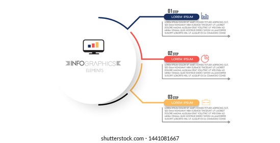 Infographic element with icons and 3 options or steps. Can be used for process, presentation, diagram, workflow layout, info graph, web design. Vector illustration.