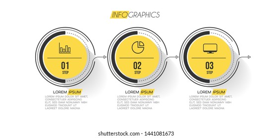 Infographic element with icons and 3 options or steps. Can be used for process, presentation, diagram, workflow layout, info graph, web design. Vector illustration.