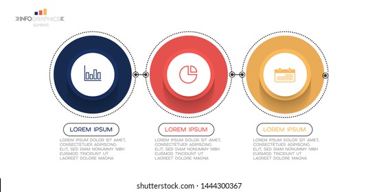 Infographic element with icons and 3 options or steps. Can be used for process, presentation, diagram, workflow layout, info graph, web design. Vector illustration.