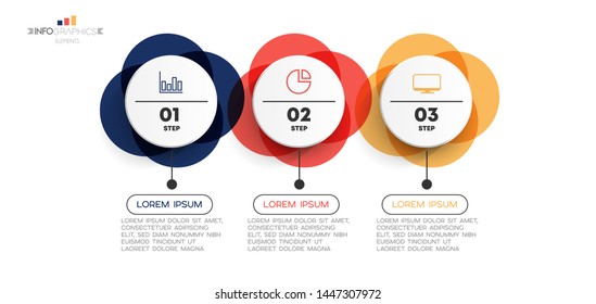 Infographic element with icons and 3 options or steps. Can be used for process, presentation, diagram, workflow layout, info graph, web design. Vector illustration.