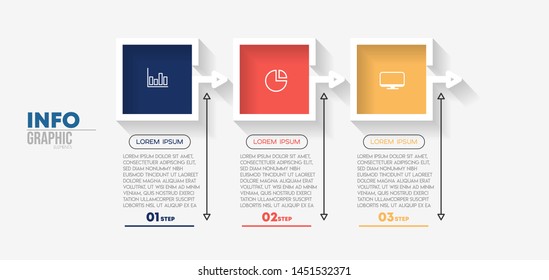 Infographic element with icons and 3 options or steps. Can be used for process, presentation, diagram, workflow layout, info graph, web design. Vector illustration.