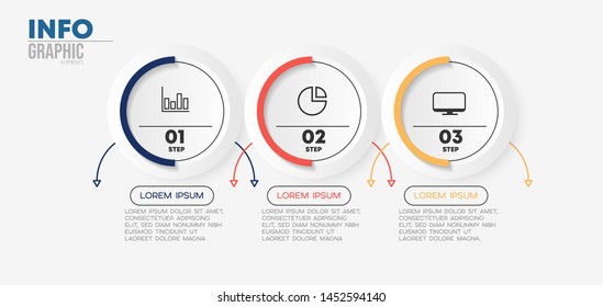 Infographic element with icons and 3 options or steps. Can be used for process, presentation, diagram, workflow layout, info graph, web design. Vector illustration.
