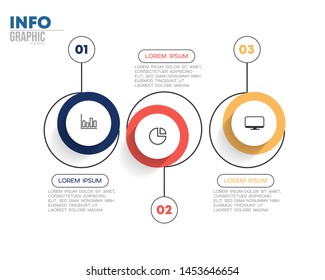 Infographic element with icons and 3 options or steps. Can be used for process, presentation, diagram, workflow layout, info graph, web design. Vector illustration.