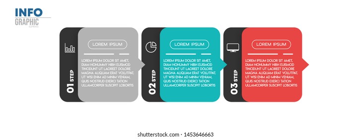 Infographic element with icons and 3 options or steps. Can be used for process, presentation, diagram, workflow layout, info graph, web design. Vector illustration.