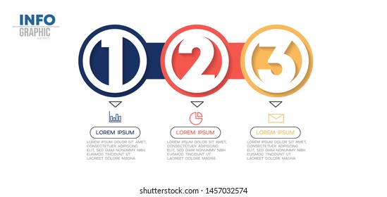 Infographic element with icons and 3 options or steps. Can be used for process, presentation, diagram, workflow layout, info graph, web design. Vector illustration.