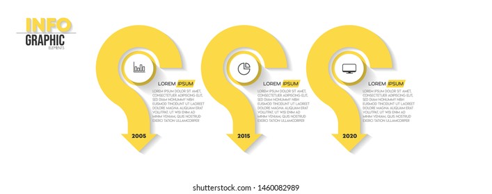 Infographic element with icons and 3 options or steps. Can be used for process, presentation, diagram, workflow layout, info graph, web design. Vector illustration.