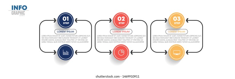 Infographic element with icons and 3 options or steps. Can be used for process, presentation, diagram, workflow layout, info graph, web design. Vector illustration.