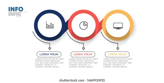 Infographic element with icons and 3 options or steps. Can be used for process, presentation, diagram, workflow layout, info graph, web design. Vector illustration.