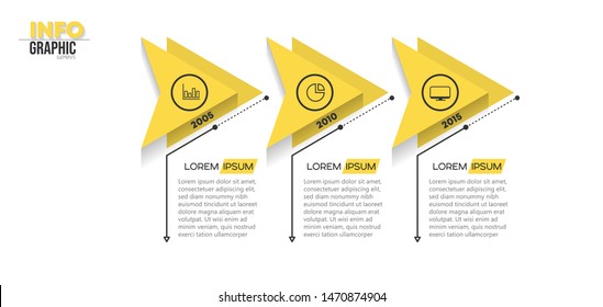 Infographic element with icons and 3 options or steps. Can be used for process, presentation, diagram, workflow layout, info graph, web design. Vector illustration.