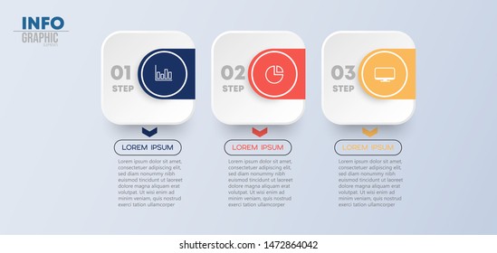 Infographic element with icons and 3 options or steps. Can be used for process, presentation, diagram, workflow layout, info graph, web design. Vector illustration.