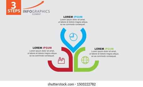 Infographic element with icons and 3 options or steps. Can be used for process, presentation, diagram, workflow layout, info graph, web design. Vector illustration