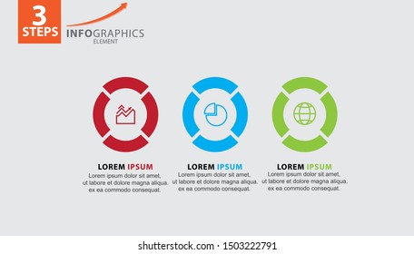 Infographic element with icons and 3 options or steps. Can be used for process, presentation, diagram, workflow layout, info graph, web design. Vector illustration