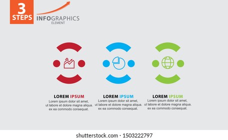 Infographic element with icons and 3 options or steps. Can be used for process, presentation, diagram, workflow layout, info graph, web design. Vector illustration