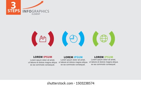 Infographic element with icons and 3 options or steps. Can be used for process, presentation, diagram, workflow layout, info graph, web design. Vector illustration