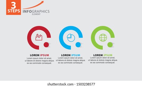 Infographic element with icons and 3 options or steps. Can be used for process, presentation, diagram, workflow layout, info graph, web design. Vector illustration