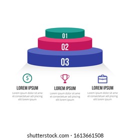 Infographic element with icons and 3 options