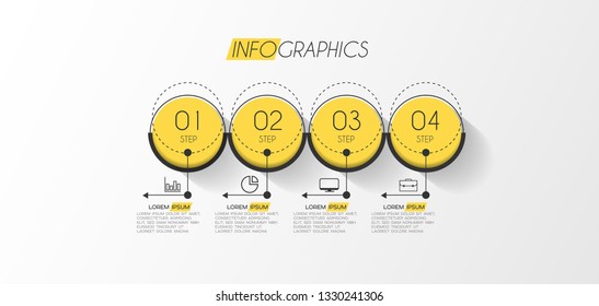 Infographic element with icons and 4 options or step. Can be used for process, presentation, diagram, workflow layout, info graph, web design. Vector illustration. 