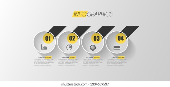 Infographic element with icons and 4 options or step. Can be used for process, presentation, diagram, workflow layout, info graph, web design. Vector illustration.