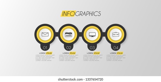 Infographic element with icons and 4 options or step. Can be used for process, presentation, diagram, workflow layout, info graph, web design. Vector illustration.