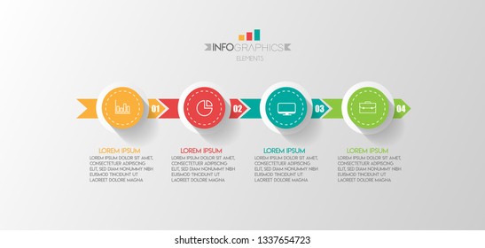 Infographic element with icons and 4 options or step. Can be used for process, presentation, diagram, workflow layout, info graph, web design. Vector illustration.