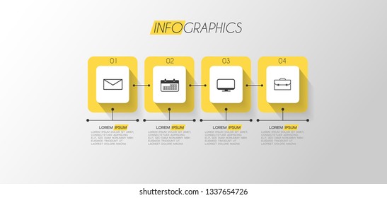 Infographic element with icons and 4 options or step. Can be used for process, presentation, diagram, workflow layout, info graph, web design. Vector illustration.