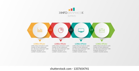 Infographic element with icons and 4 options or step. Can be used for process, presentation, diagram, workflow layout, info graph, web design. Vector illustration.