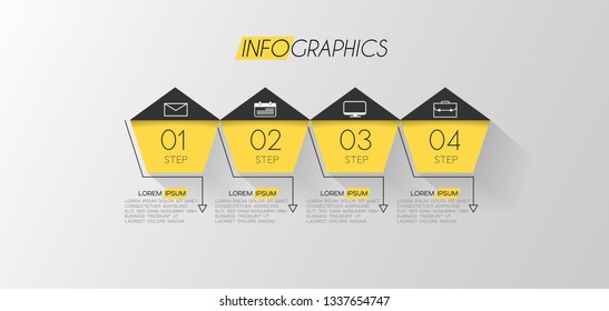 Infographic element with icons and 4 options or step. Can be used for process, presentation, diagram, workflow layout, info graph, web design. Vector illustration.