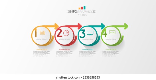 Infographic element with icons and 4 options or step. Can be used for process, presentation, diagram, workflow layout, info graph, web design. Vector illustration.