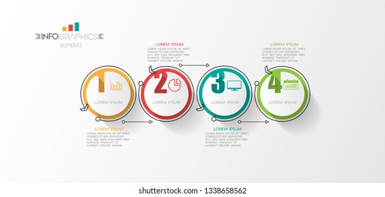 Infographic element with icons and 4 options or step. Can be used for process, presentation, diagram, workflow layout, info graph, web design. Vector illustration.