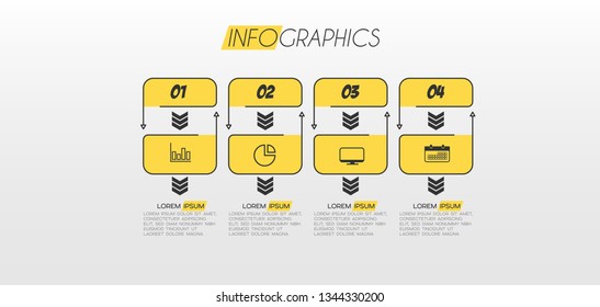 Infographic element with icons and 4 options or step. Can be used for process, presentation, diagram, workflow layout, info graph, web design. Vector illustration.