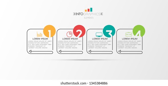 Infographic element with icons and 4 options or step. Can be used for process, presentation, diagram, workflow layout, info graph, web design. Vector illustration.