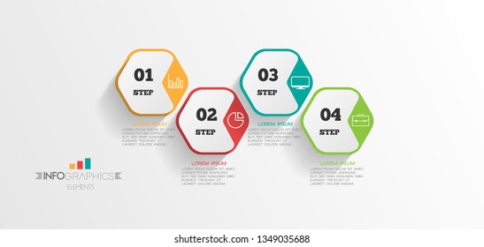 Infographic element with icons and 4 options or step. Can be used for process, presentation, diagram, workflow layout, info graph, web design. Vector illustration.