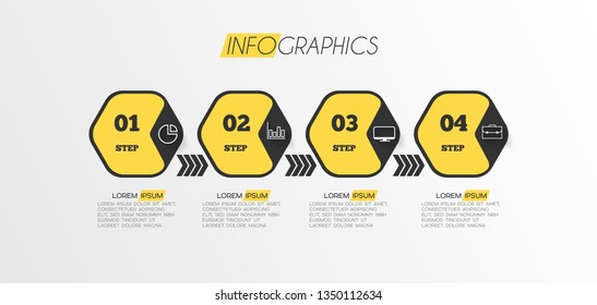 Infographic element with icons and 4 options or step. Can be used for process, presentation, diagram, workflow layout, info graph, web design. Vector illustration.