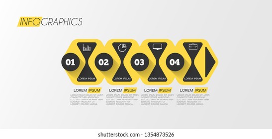 Infographic element with icons and 4 options or step. Can be used for process, presentation, diagram, workflow layout, info graph, web design. Vector illustration.