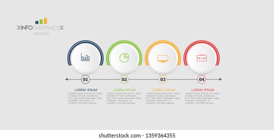 Infographic element with icons and 4 options or step. Can be used for process, presentation, diagram, workflow layout, info graph, web design. Vector illustration.