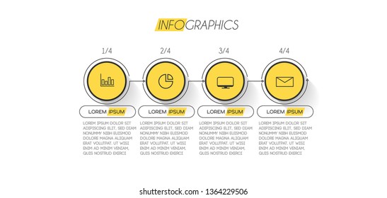 Infographic element with icons and 4 options or step. Can be used for process, presentation, diagram, workflow layout, info graph, web design. Vector illustration.