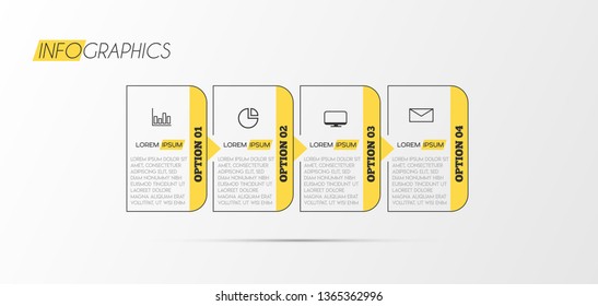 Infographic element with icons and 4 options or step. Can be used for process, presentation, diagram, workflow layout, info graph, web design. Vector illustration.