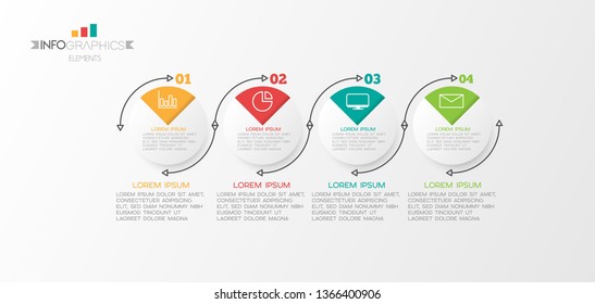 Infographic element with icons and 4 options or step. Can be used for process, presentation, diagram, workflow layout, info graph, web design. Vector illustration.