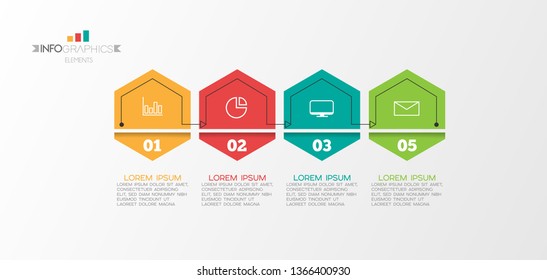 Infographic element with icons and 4 options or step. Can be used for process, presentation, diagram, workflow layout, info graph, web design. Vector illustration.