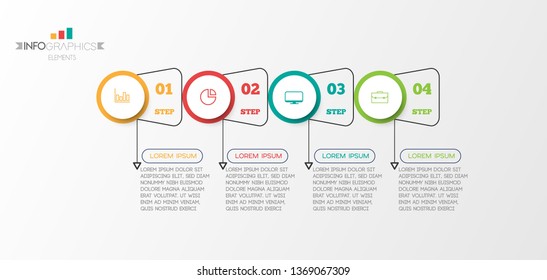 Infographic element with icons and 4 options or step. Can be used for process, presentation, diagram, workflow layout, info graph, web design. Vector illustration.