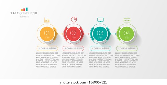 Infographic element with icons and 4 options or step. Can be used for process, presentation, diagram, workflow layout, info graph, web design. Vector illustration.
