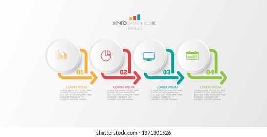 Infographic element with icons and 4 options or step. Can be used for process, presentation, diagram, workflow layout, info graph, web design. Vector illustration.