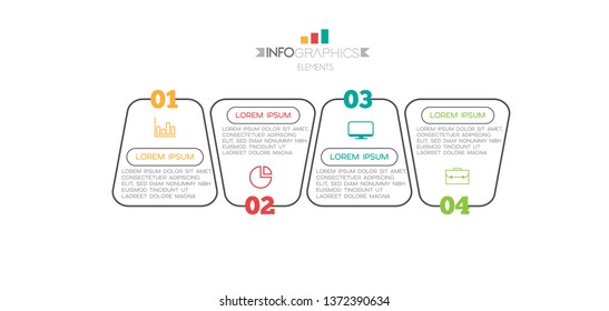 Infographic element with icons and 4 options or step. Can be used for process, presentation, diagram, workflow layout, info graph, web design. Vector illustration.